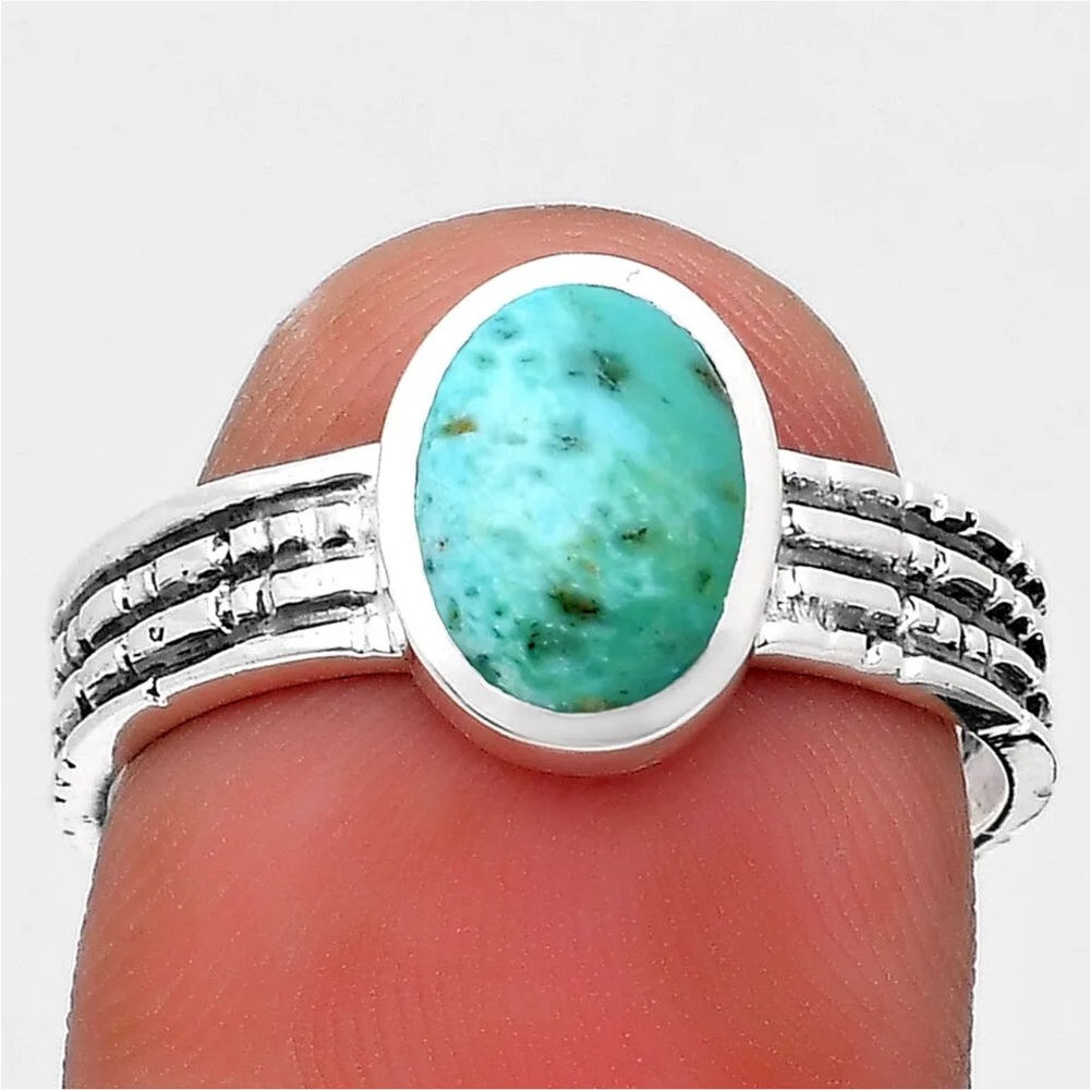 Genuine Azurite Chrysocolla Gemstone ring size 8 - Picture 3 of 4
